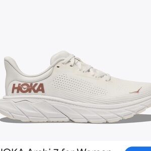VGUC Hoka Arahi 7 women’s White Rose gold running comfort sneakers Sz 9.5 B